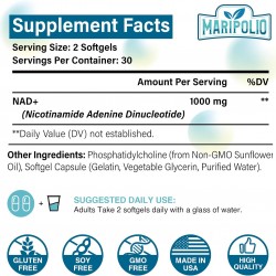 Maripolio Liposomal NAD+ suplemento 1000 mg 60 Cápsulas blandas Maripolio Liposomal NAD+ suplemento 1000 mg 60 Cápsulas blandas