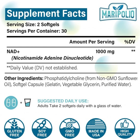 Maripolio Liposomal NAD+ Supplement 1000 mg 60 Softgels