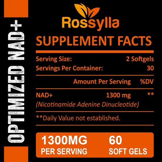 Rossylla 1300MG Liposomale NAD+ Ergänzung, 60 Weichkapseln