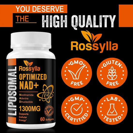 Rossylla 1300MG Supplément Liposomal NAD+, 60 Softgels