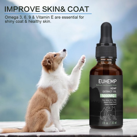 EUHEMP Hanföl Tropfen für Hunde 5000mg 17% 30ml