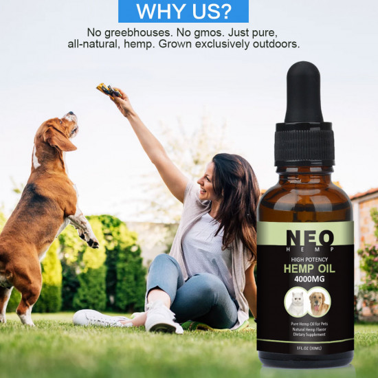 NEOHEMP Rilievo d'ansia da olio per cani e gatti - 4000mg - Supporta la salute dell'anca e delle articolazioni