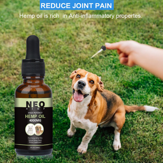 NEOHEMP Rilievo d'ansia da olio per cani e gatti - 4000mg - Supporta la salute dell'anca e delle articolazioni