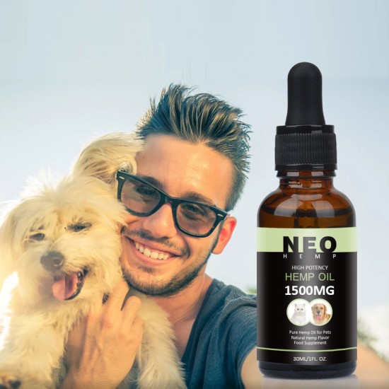 NEOHEMP Huile pour chiens et chats - 1500mg - 100% d'huile de chanvre biologique pour animaux de compagnie