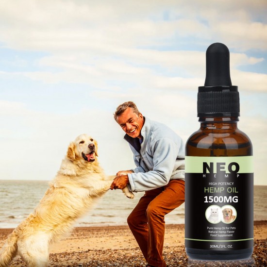 NEOHEMP Rilievo d'ansia da olio per cani e gatti - 1500mg - Supporta la salute dell'anca e delle articolazioni