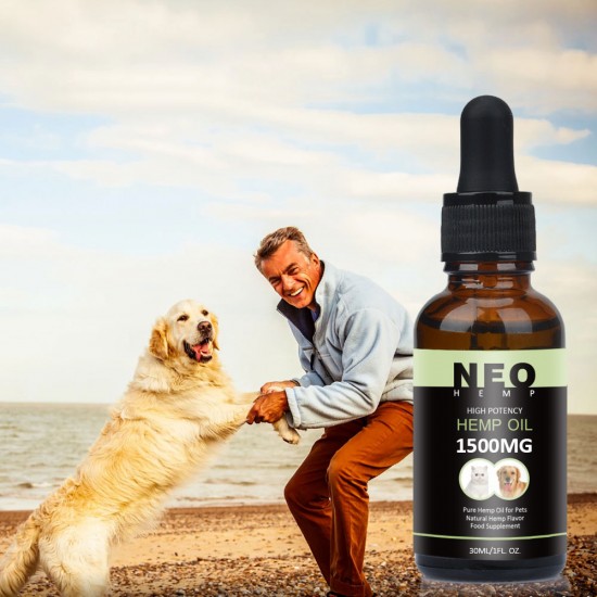 NEOHEMP Huile pour chiens et chats - 1500mg - 100% d'huile de chanvre biologique pour animaux de compagnie