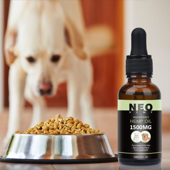 NEOHEMP Huile pour chiens et chats - 1500mg - 100% d'huile de chanvre biologique pour animaux de compagnie