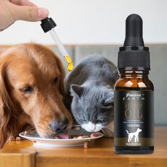 Precious Earth Aceite de cáñamo para perros y gatos - 10000mg -100% A Aceite de cáñamo ecológico para mascotas 