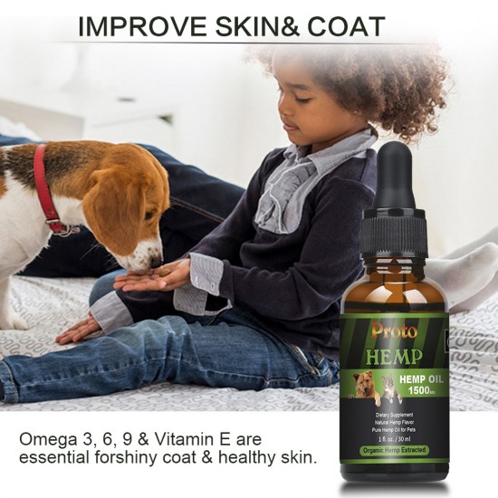Olio di canapa a ampio spettro per animali domestici, olio di canapa ProtoHemp per cani 1500mg, ottimo per alleviare il dolore