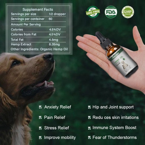 [Not Available in UK] Broad Spectrum Hemp oil for Pets, Vitablossom Hemp oil for Pats ,Great for Pain Relief - 1500mg
