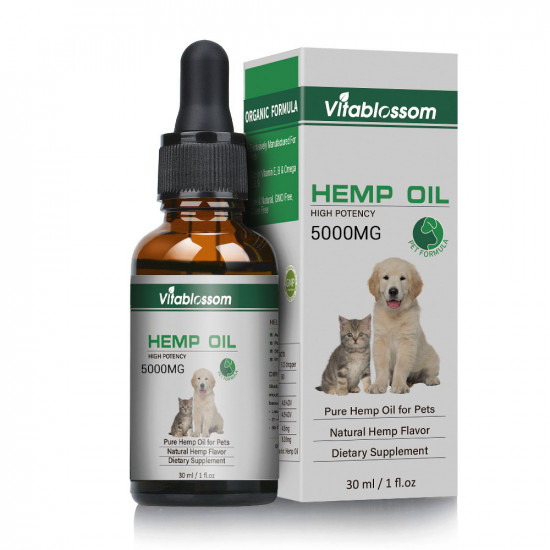 [Not Available in UK] Broad Spectrum Hemp oil for Pets, Vitablossom Hemp oil for Pats ,Great for Pain Relief - 5000mg