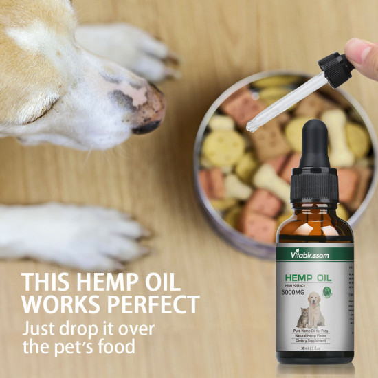 [Not Available in UK] Broad Spectrum Hemp oil for Pets, Vitablossom Hemp oil for Pats ,Great for Pain Relief - 5000mg