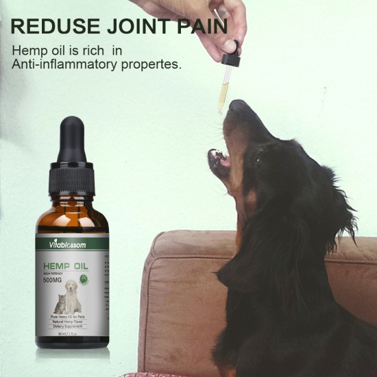 [Not Available in UK] Vitablossom Hemp oil for Dogs,Organic Hemp oil for Pets, Hemp oil for Pats - 500mg