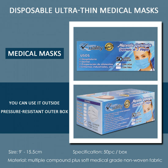 JANPY Disposable Con Liga Face Masks 3 Ply, Great for Virus COVID-19 Protection and Personal Health (50 pcs) JANPY Disposable Con Liga Face Masks 3 Ply, Great for Virus COVID-19 Protection and Personal Health (50 pcs)