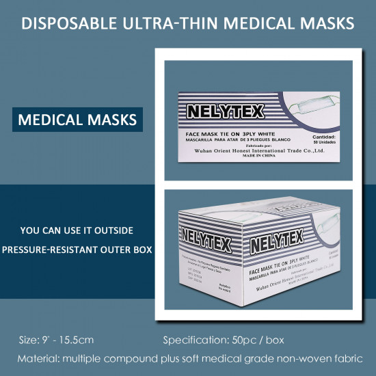 NELYTEX Disposable Face Masks 3 Ply, Great for Virus COVID-19 Protection and Personal Health (50 pcs) NELYTEX Disposable Face Masks 3 Ply, Great for Virus COVID-19 Protection and Personal Health (50 pcs)
