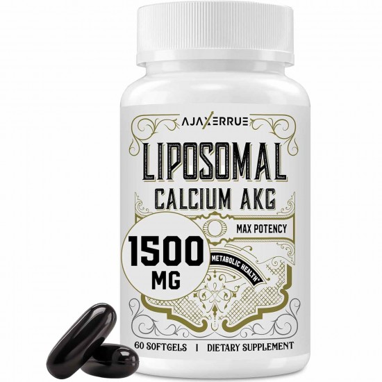 AJAXERRUE Liposomal Calcium AKG(Alpha-Ketoglutaric Acid) Supplement 1500 MG, 60 Softgels