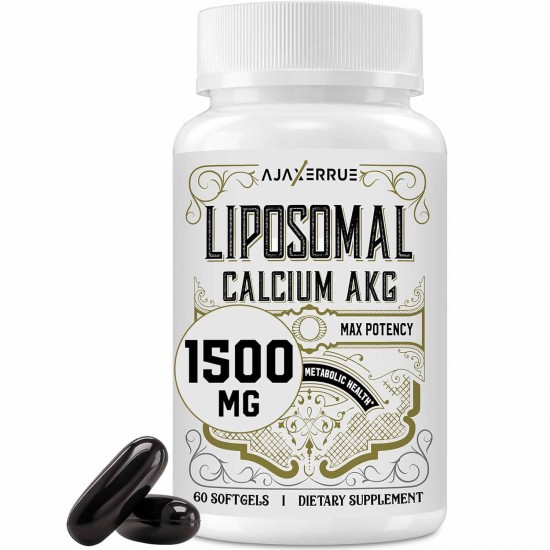 AJAXERRUE Suplemento Liposomal de Calcio AKG(Ácido Alfa-Ketoglutárico) 1500 MG, 60 cápsulas blandas