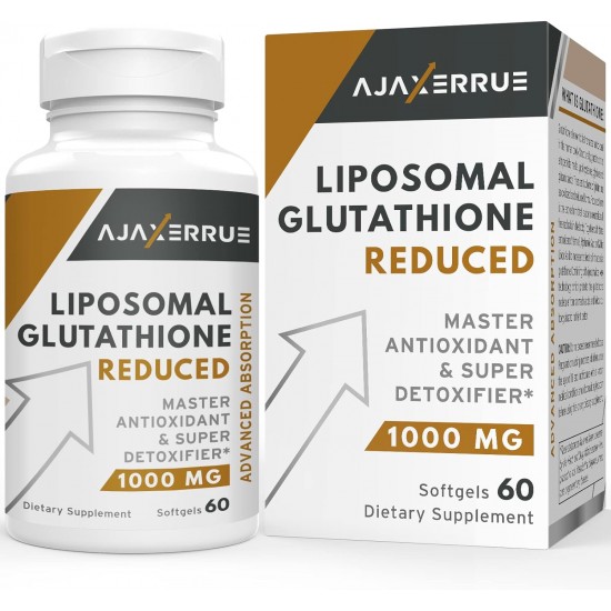 AJAXERRUE 1400mg Suplemento de Glutatión Liposomal con Vitamina C, Ácido Hialurónico, 60 Cápsulas Blandas