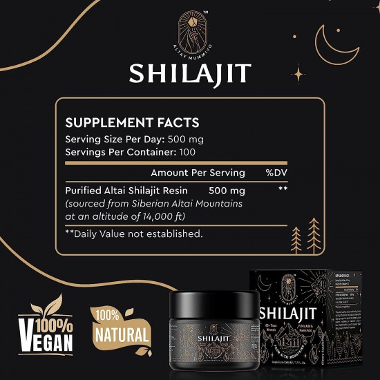 ALTAY MUMMIYO Shilajit-Harz mit Fulvinsäure und Spurenelementen - 100 Portionen / 50g