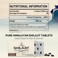 AureaSalus Shilajit Tablets, Himalaya Resin Alternative - 30000 mg, 60 Tablets