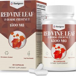 Basigano Hoja de Vid Roja y Extracto de Castaño de Indias Suplementos en Cápsulas (Vitis Vinifera) 1500mg 60 Cápsulas Basigano Hoja de Vid Roja y Extracto de Castaño de Indias Suplementos en Cápsulas (Vitis Vinifera) 1500mg 60 Cápsulas
