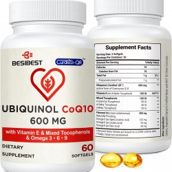 Besibest Ubiquinol CoQ10 600mg con Vitamina E y Omega 3, 6, 9 (60 cápsulas blandas) Besibest Ubiquinol CoQ10 600mg con Vitamina E y Omega 3, 6, 9 (60 cápsulas blandas)