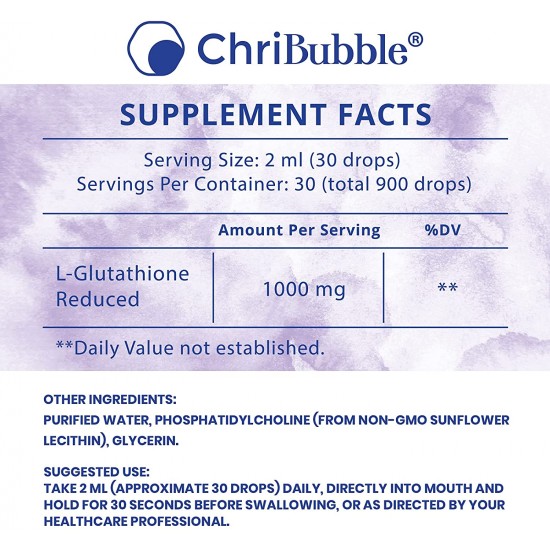 ChriBubble Liposomal Glutathione Liquid, NAC N-Acetyl-Cysteine Supplement 1000mg/60ml