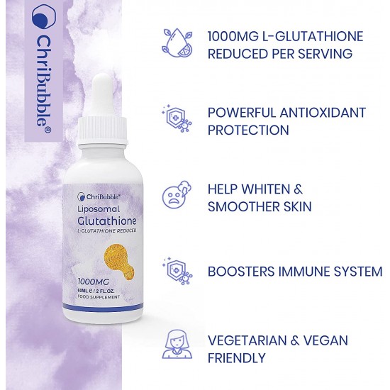 ChriBubble Liposomal Glutathione Liquid, NAC N-Acetyl-Cysteine Supplement 1000mg/60ml