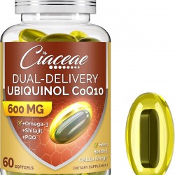 Ciaceae Ubiquinol CoQ10 600 MG Cápsulas blandas con Omega-3 & Shilajit & PQQ, 60 Cápsulas blandas Ciaceae Ubiquinol CoQ10 600 MG Cápsulas blandas con Omega-3 & Shilajit & PQQ, 60 Cápsulas blandas