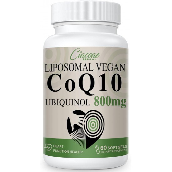 Ciaceae Liposomal CoQ10 800mg Ubiquinol Supplément, 60 Softgels Végétaliens