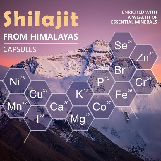 Elikadur 2000 MG Shilajit Suplemento con 85+ Minerales Traza y 60% Ácido Fúlvico 60 Cápsulas