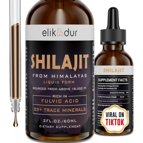 Elikadur Shilajit Resin Organic Supplément liquide, 60 ml