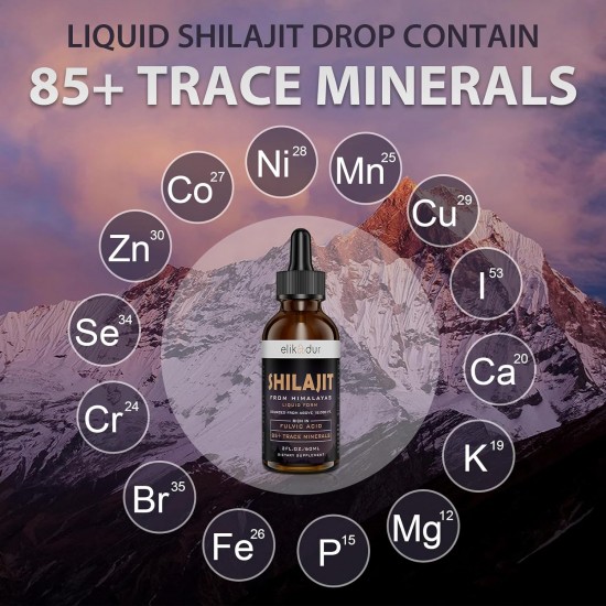 Elikadur Shilajit Resina Integratore liquido organico, 60 ml