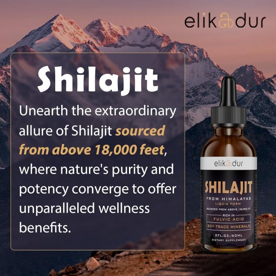 Elikadur Shilajit Resina Integratore liquido organico, 60 ml