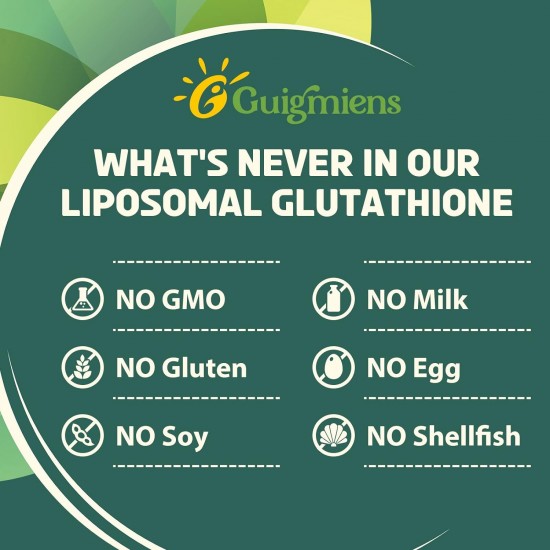 Guigmiens Suplemento de Glutatión Liposomal 2000 MG con Ácido Hialurónico + Péptido de Colágeno + Resveratrol, 60 cápsulas blandas