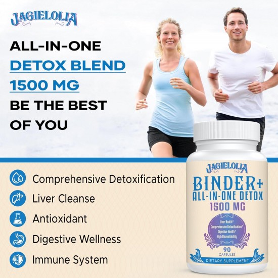 Jagielolia All-In-One Detox Binder Supplement 1500 MG 90 Vegan Capsules