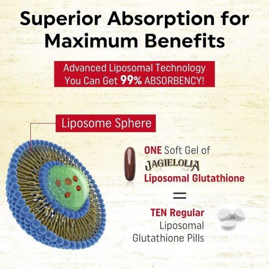 Jagielolia Glutathion liposomal 2000 mg avec L-Sérine, L-Glycine & Sulforaphane, 60 gélules