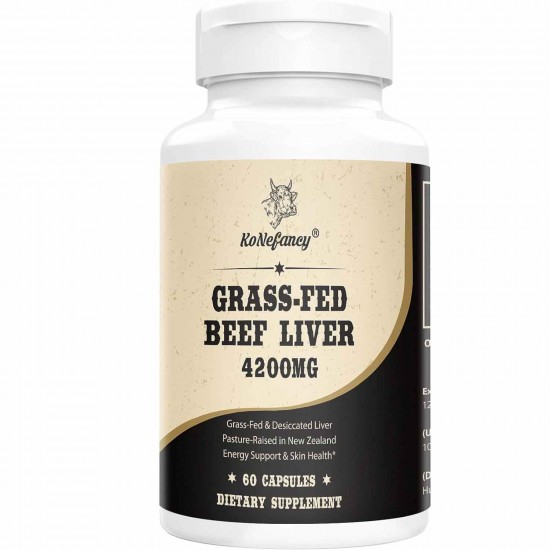 KoNefancy Grass Fed Beef Liver Capsules 4200mg, 60 Capsules