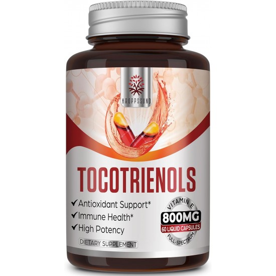 Kroppssund Tocotrienol Supplement Full Spectrum, Tocotrienol Vitamin E-Tocotrienols 800mg - 60 Liquid-Filled Capsules