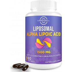 lipmaxmall Liposomale Alpha-Liponsäure 1500mg - mit Acetyl-L-Carnitin 900mg & Ubiquinol und Vitamin E, ALA Ergänzung 60 Weichkapseln lipmaxmall Liposomale Alpha-Liponsäure 1500mg - mit Acetyl-L-Carnitin 900mg & Ubiquinol und Vitamin E, ALA Ergänzung 60 Weichkapseln