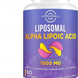 lipmaxmall Ácido Alfa Lipoico Liposomal 1500mg - con Acetil-L-Carnitina 900mg y Ubiquinol y Vitamina E, suplemento ALA 60 cápsulas lipmaxmall Ácido Alfa Lipoico Liposomal 1500mg - con Acetil-L-Carnitina 900mg y Ubiquinol y Vitamina E, suplemento ALA 60 cápsulas