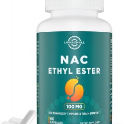 Lipmaxmall N-Acetil Cisteína Etil Ester 100mg con Glicina 600mg, Beneficio Glutatión NACET 60 Cápsulas Lipmaxmall N-Acetil Cisteína Etil Ester 100mg con Glicina 600mg, Beneficio Glutatión NACET 60 Cápsulas