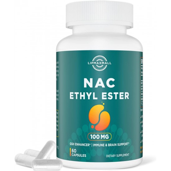 Lipmaxmall N-Acetyl Cysteine Ethyl Ester 100mg with Glycine 600mg, Benefit Glutathione NACET  60 Capsules
