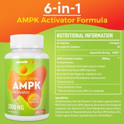 Mechicoco Liposomal AMPK Activador Cápsulas 2000 mg, con Quercetina Dihidrato, Resveratrol y Corteza de Canela Mechicoco Liposomal AMPK Activador Cápsulas 2000 mg, con Quercetina Dihidrato, Resveratrol y Corteza de Canela