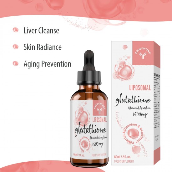 Omnymune Liposomal Glutathione Drops, NAC N Acetyl Cysteine Antioxidant Supplement 1500mg/60ml