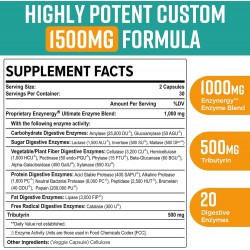 Orgabay Digestive Enzymes 1000mg with Postbiotics, 20 Enzyme Blend for Bloating, 60 Veggie Capsules