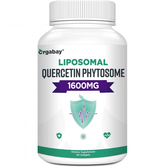 Orgabay  Liposomal Quercetin Phytosome 1600 mg with Bromelain, Zinc, Vitamin C, Turmeric, 60 Softgels