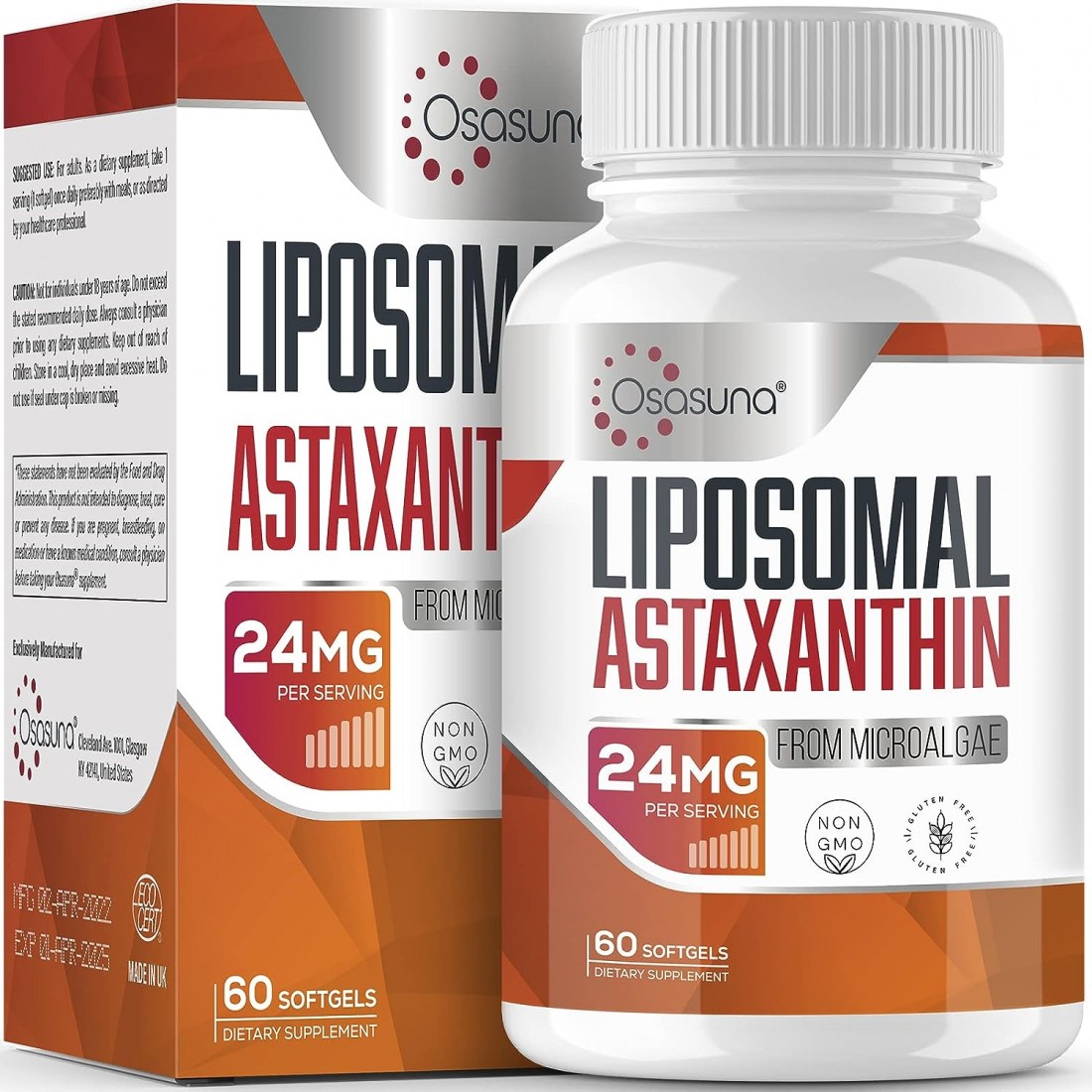 Buy Osasuna Liposomal Astaxanthin Supplement 24mg, 60 Softgels