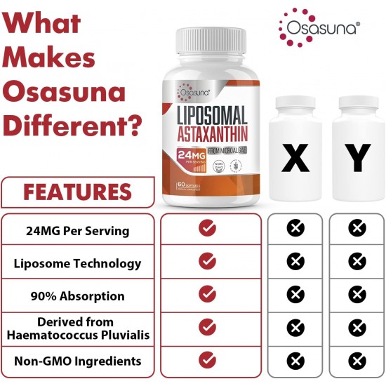 Osasuna Liposomale Astaxanthin Ergänzung 24mg, 60 Weichkapseln