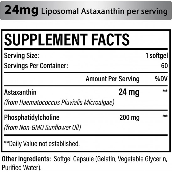 Osasuna Liposomal Astaxanthin Supplement 24mg, 60 Softgels